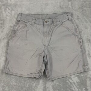 Carhartt Shorts Mens 33 Gray Loose Original Light Canvas Hammer Loop B144-APH
